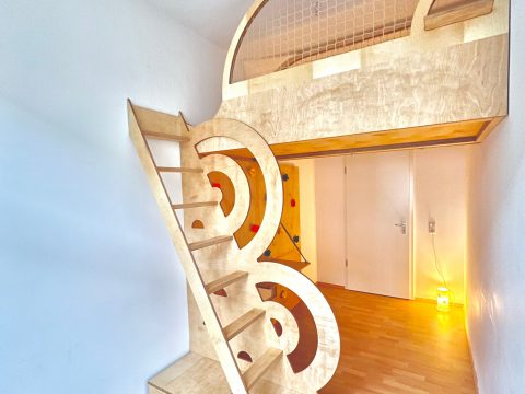 Hochbett Kletterwand